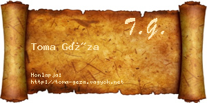Toma Géza névjegykártya